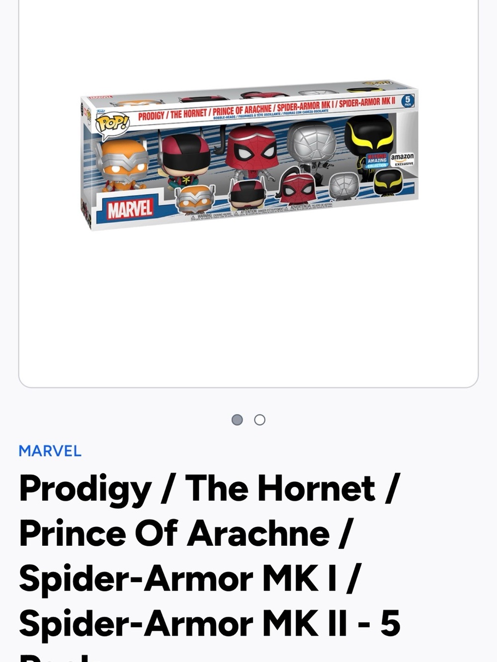 Marvel Spiderman Pop! 5-Pack Vinyl Figure Set- 5